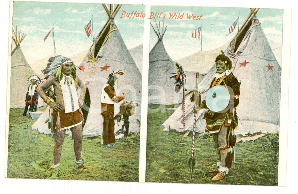 1906 BUFFALO BILL'S WILD WEST Show - Native American people *Postcard VINTAGE
