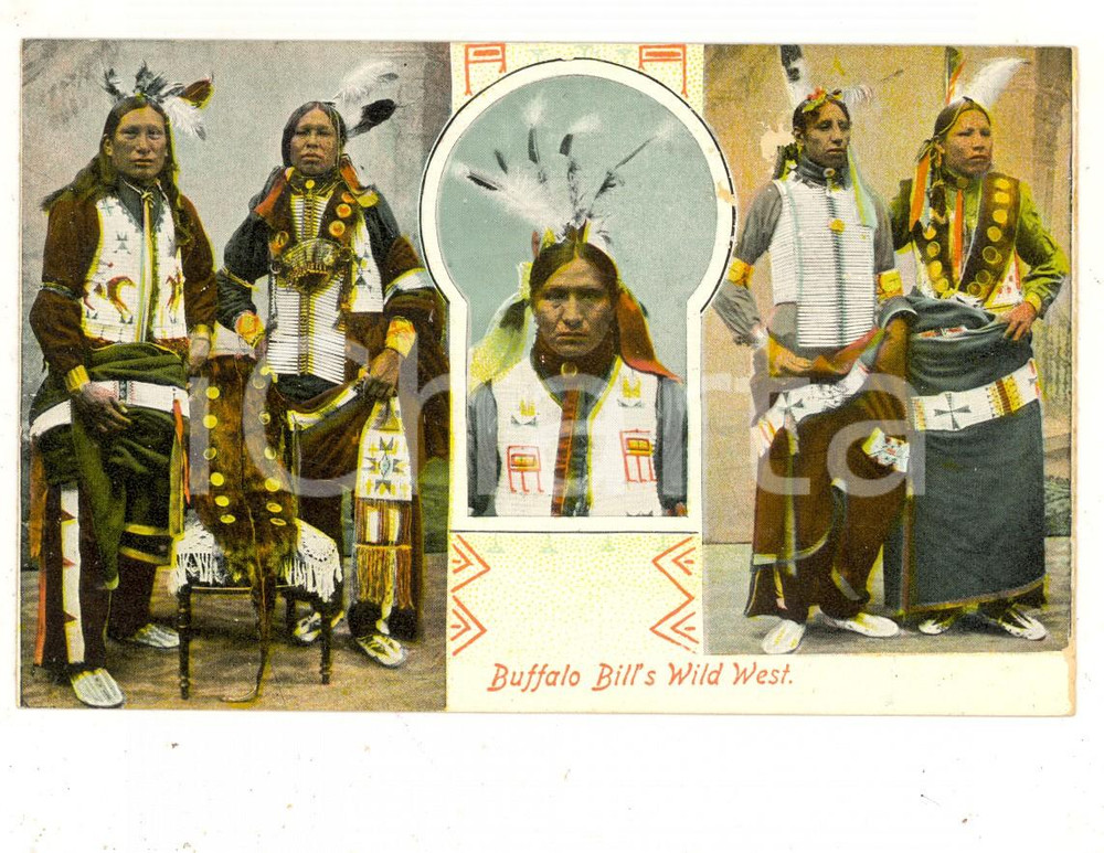 Cartolina originale da collezione 1906 PARIS BUFFALO BILL S WILD WEST Show  Native Americans Postcard FP NV 1