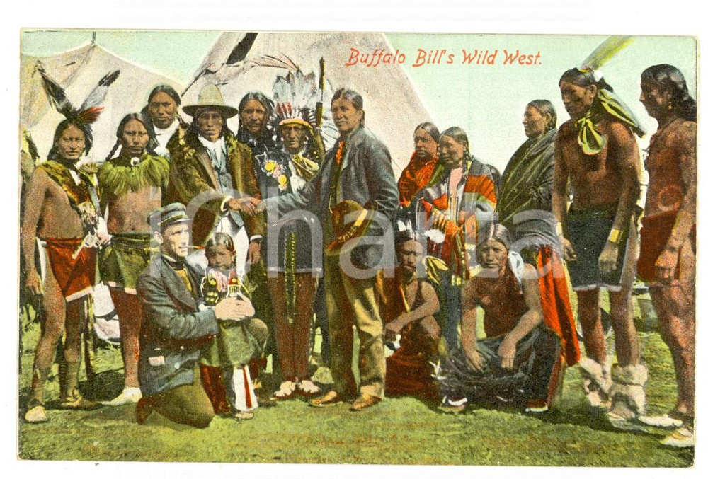 Cartolina originale da collezione 1906 PARIS BUFFALO BILL S WILD WEST Show  Native Americans Postcard RARE 1