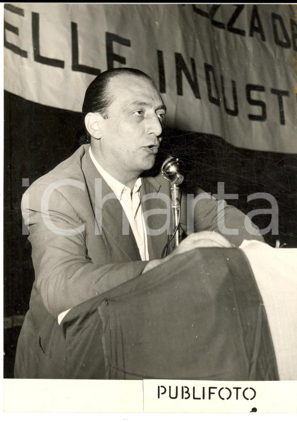 Fotografia d epoca originale 1955 ca GENOVA SESTRI Convegno Industrie  Intervento di GAGGERO Foto 13x18 1