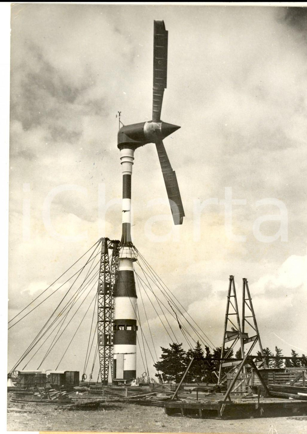 Fotografia d epoca originale 1957 DELY IBRAHIM ALGERIE Nouvelle centrale Ã©lectrique Ã©olienne Photo 14x18 1