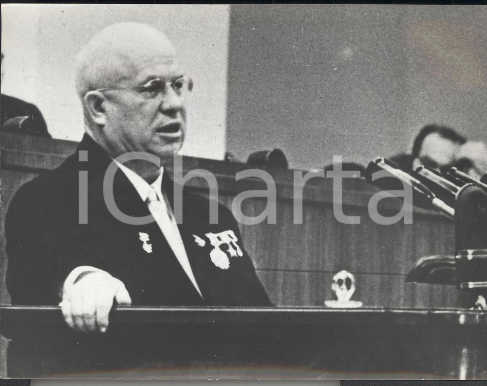 Fotografia d epoca originale 1963 MOSCA Relazione Cina URSS  Discorso di Nikita KRUSCEV Foto 18x13 1