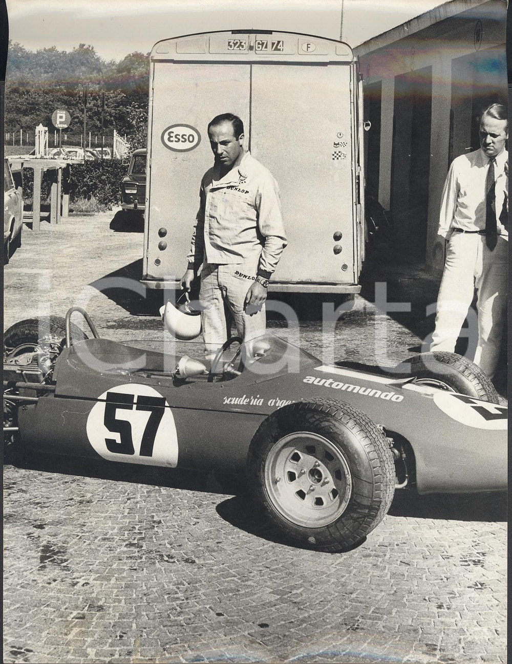 Fotografia d epoca originale 1966 GRAN PREMIO LOTTERIA DI MONZA Oscar Cacho ESPINOSA con BRABHAM 57 Foto 1