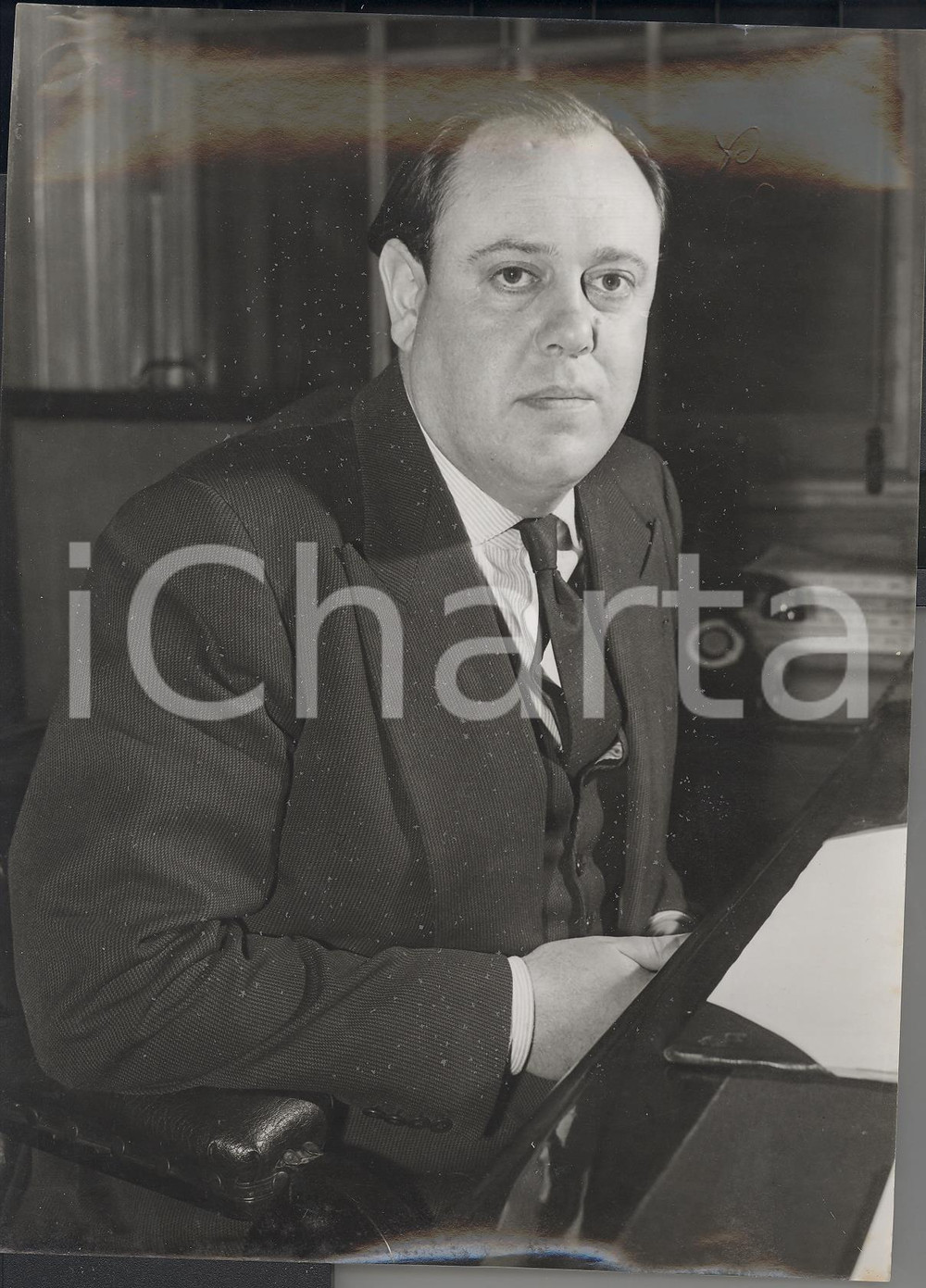 Fotografia d epoca originale 1957 LONDON ADMIRALTY  Portrait of Cristopher SOAMES Photo 15x20 1