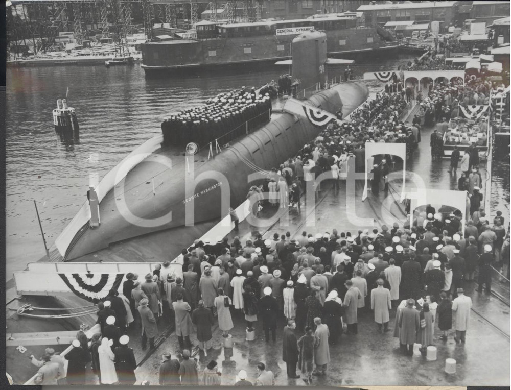 Fotografia d epoca originale 1960 GROTON USA Varo del primo lanciamissili George Washington  Foto 1