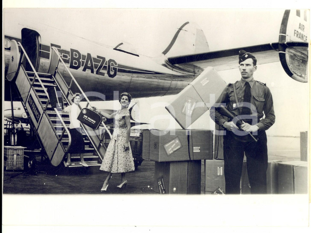 Fotografia d epoca originale 1955 PARIS AIR FRANCE Convoi haute couture franÃ§aise vers New York Photo 18x13 1