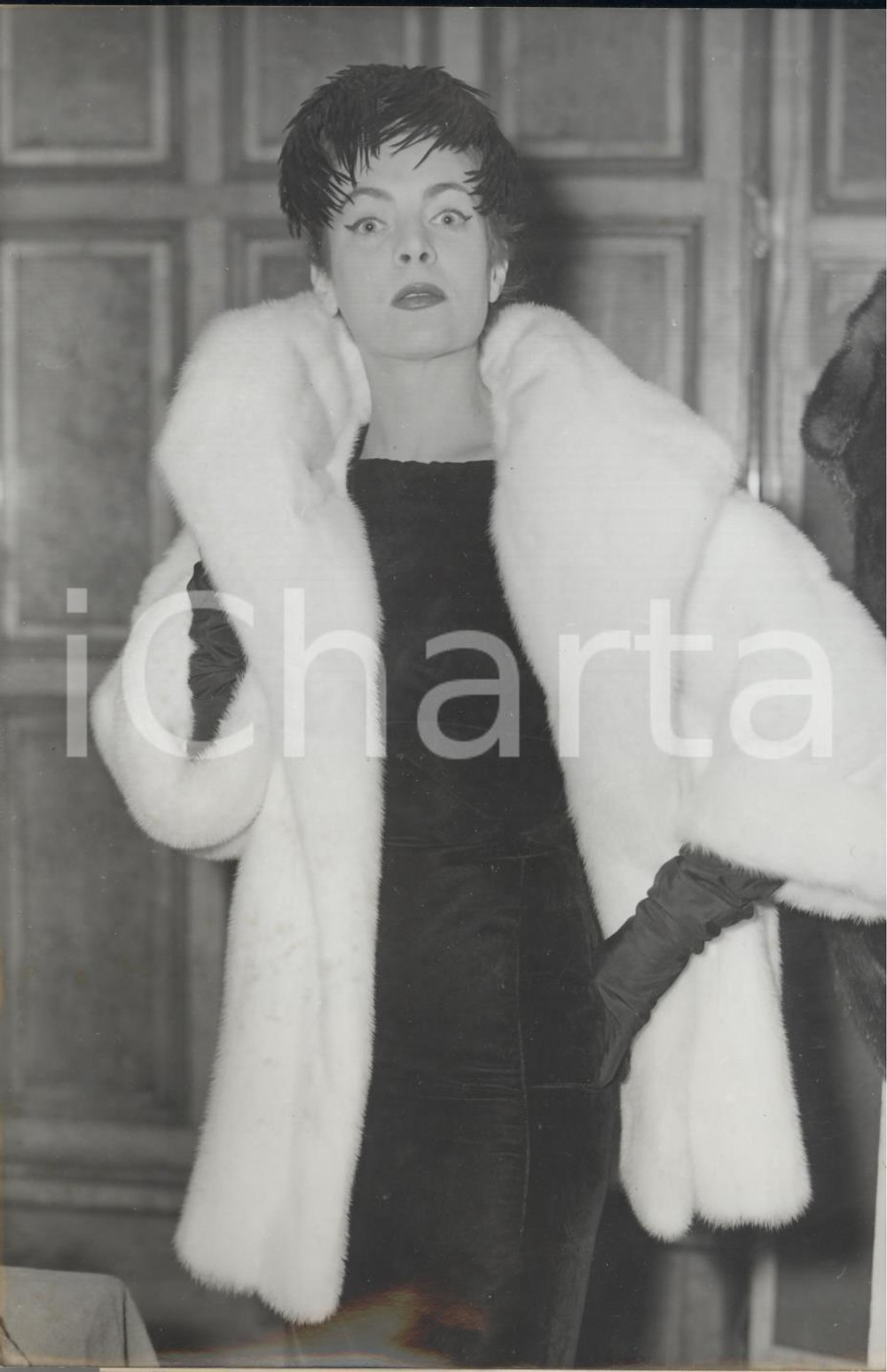 Fotografia d epoca originale 1959 PARIS MODE Fourrures  CrÃ©ation Jacques HEIM  Veste en vison blanc Photo 1