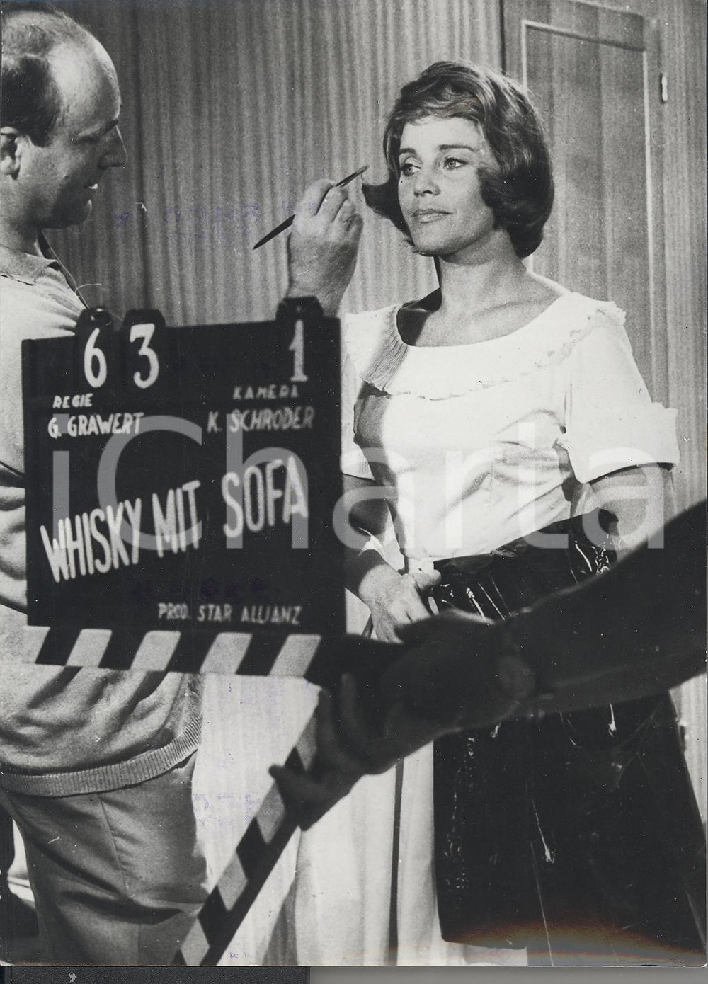Fotografia d epoca originale 1963 TRIESTE Maria SCHELL durante le riprese del film Zwei Whisky und ein Sofa 1