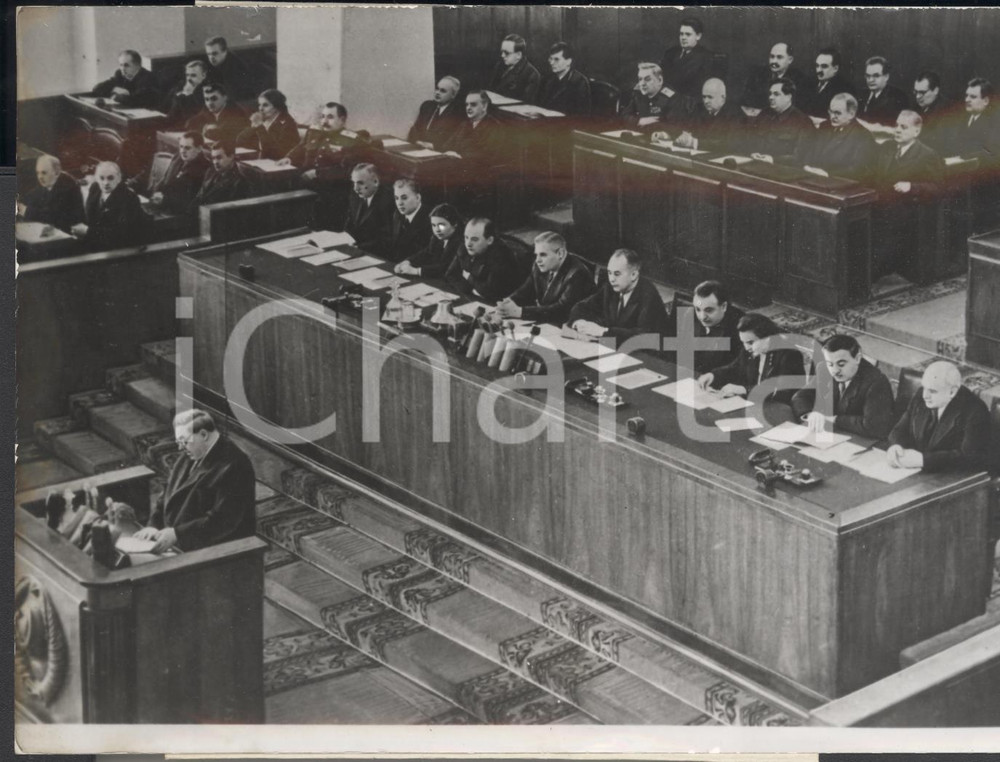 Fotografia d epoca originale 1959 MOSCA Georgij MALENKOV assiste alla riunione dei Soviet dell Unione Foto 1