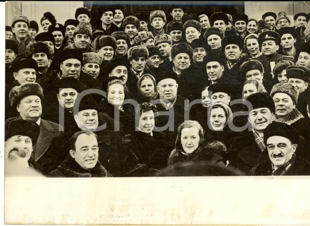 Fotografia d epoca originale 1959 MOSCA XXI Congresso del PCUS  Nikita KRUSCEV e Anastas MIKOYAN  Foto 1