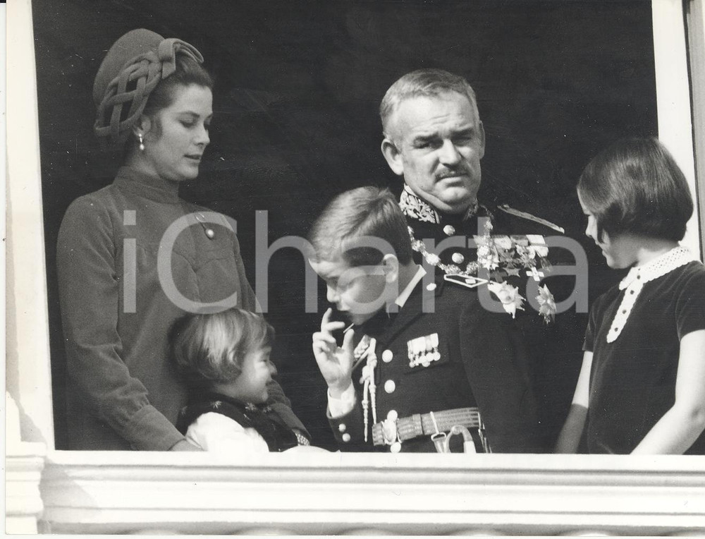 1967 FESTA DEL PRINCIPATO DI MONACO Ranieri III Grace KELLY e figli *Foto 18x13