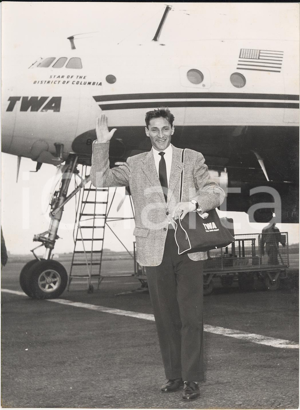 Fotografia d epoca originale 1956 ROMA Fiumicino Ciclismo Ferdi KÃœBLER per Giro della Campania Foto 1