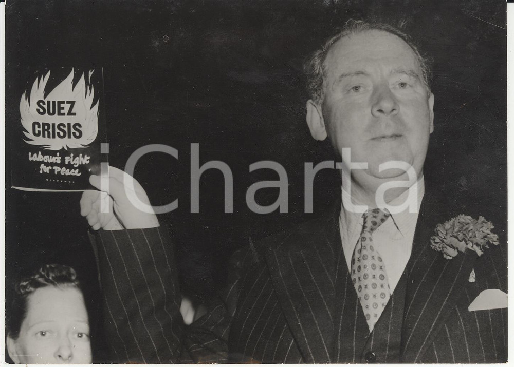Fotografia d epoca originale 1959 LONDON Hugh GAITSKELL contro l occupazione militare del canale di SuezFoto 1