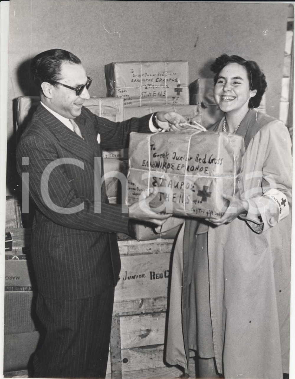 Fotografia d epoca originale 1953 BONN German Youth Red Cross sends aid to Greece hit by earthquake Photo 1