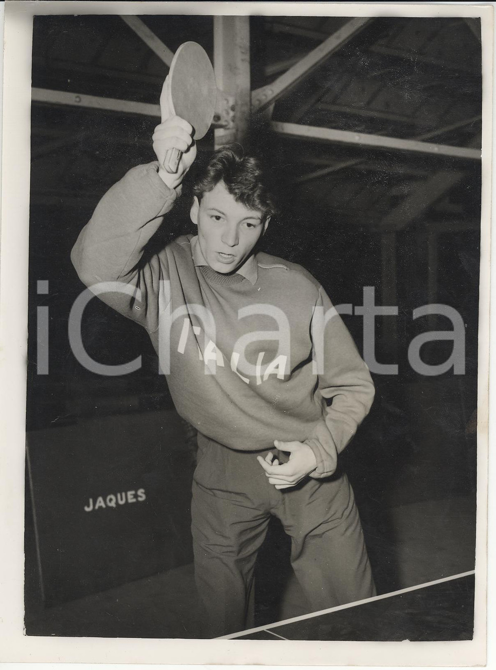 Fotografia d epoca originale 1954 WEMBLEY World Table Tennis Championships  Tiberio VIVIANI portrait Photo 1