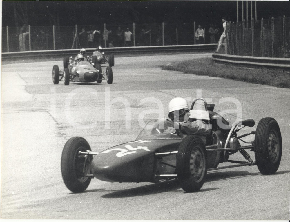 Fotografia d epoca originale 1964 GP DELLA LOTTERIA DI MONZA Guglielmo BELLASI su FORD LOTUS Foto 24x18 cm 1