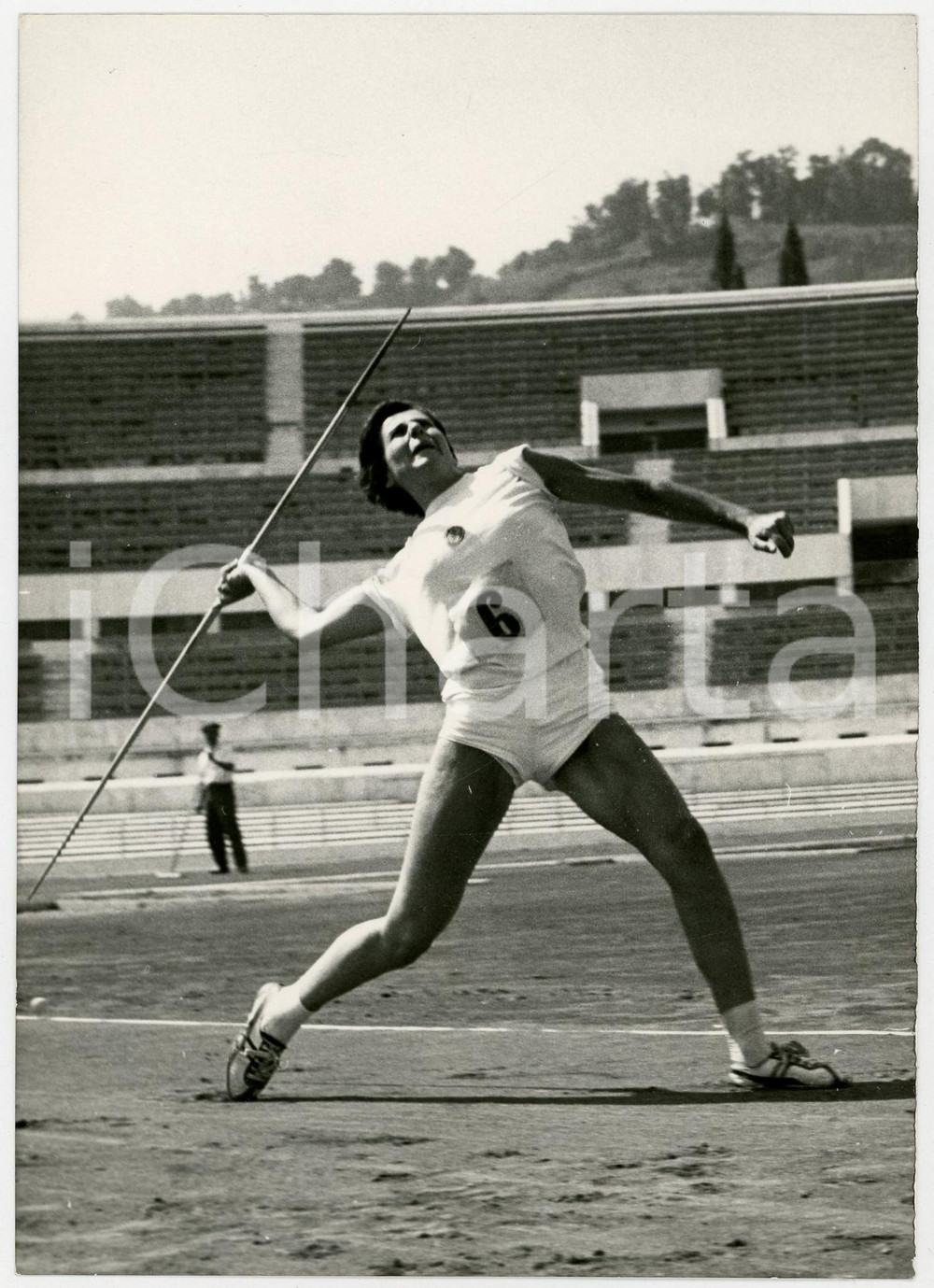 Fotografia d epoca originale 1959 ROMA Campionati Atletica Paola PATERNOSTER Lancio del giavellotto Foto 1