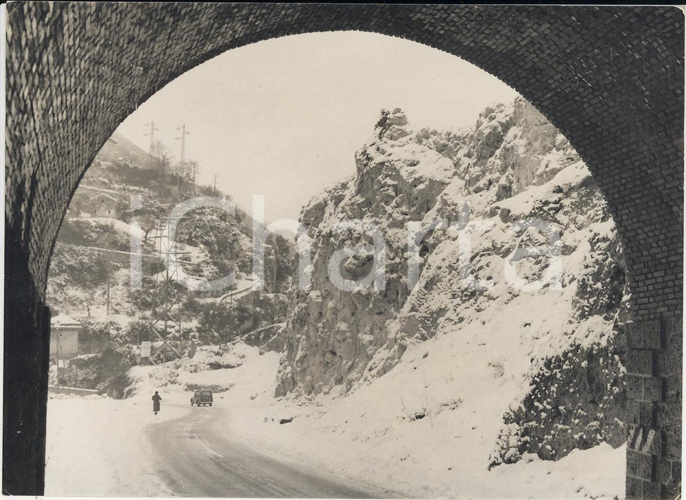 Fotografia d epoca originale 1957 COLLI ALBANI Veduta dei Castelli Romani innevati Foto Artistica 18x13 cm 1