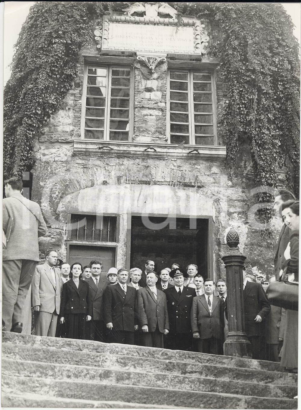 Fotografia d epoca originale 1957 GENOVA Sergey AFANASYEV with Russian delegates visit COLOMBO s house Photo 1