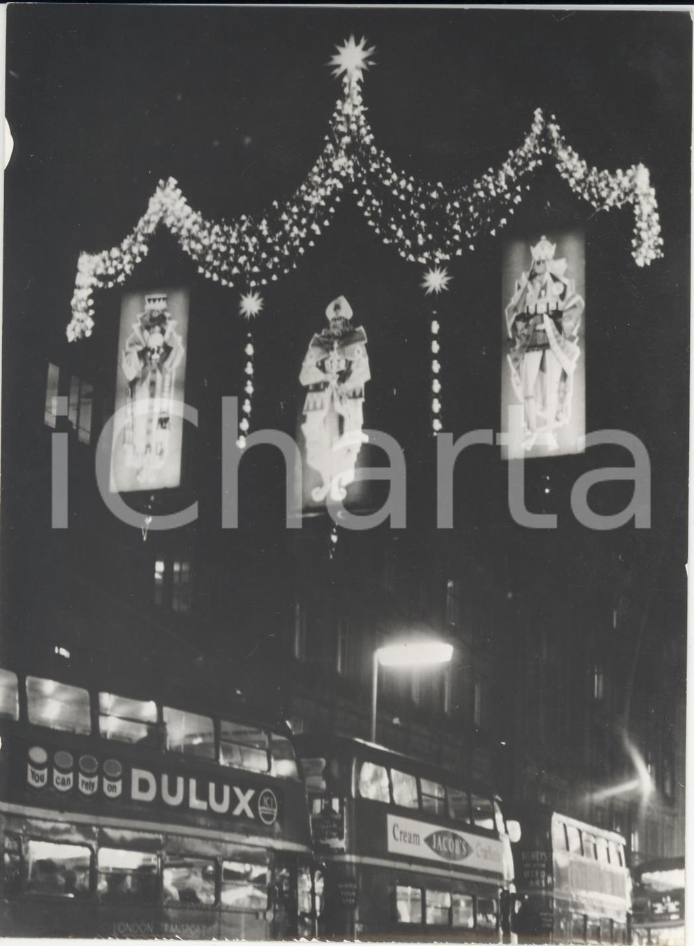 Fotografia d epoca originale 1962 LONDON Decorazioni natalizie illuminano in Regen Street Foto 15x20 cm 1