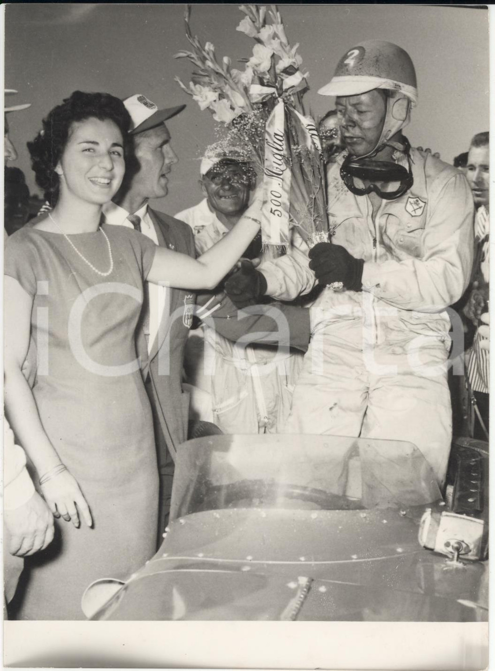 Fotografia d epoca originale 1958 500 MIGLIA DI MONZA Jim RATHMANN vince su Epperly Indy Roadster Foto 1