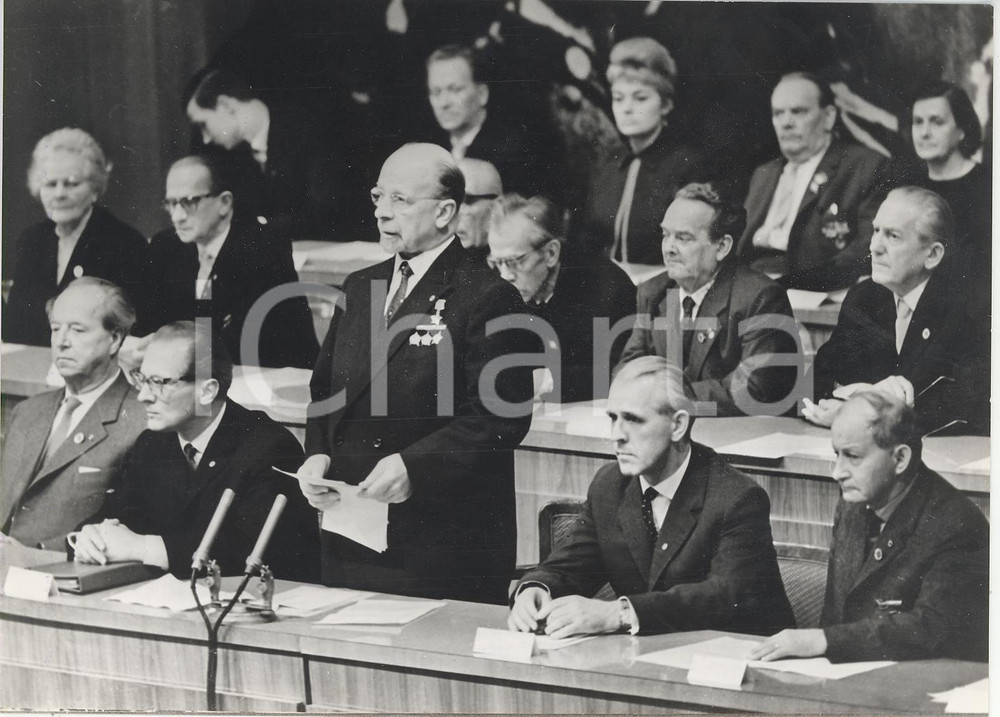 Fotografia d epoca originale 1964 BERLINO EST Anniversario PDK  Walter ULBRICHT Willi STOPH Erich HONECKER 1