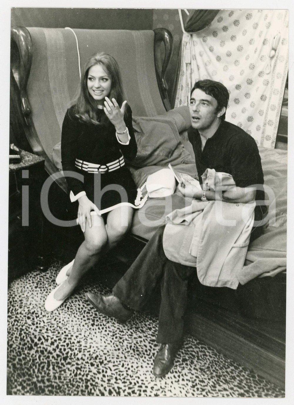 Fotografia d epoca originale 1967 NIZZA La principessa Ira Von FÃœRSTENBERG con GÃ©rard BLAIN Foto 13x18 cm 1