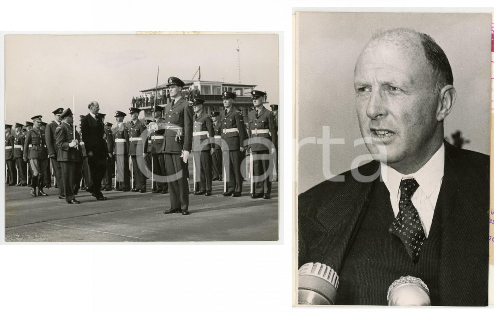 Fotografia d epoca originale 1953 KOLN Frederick HOYER MILLER visiting King s Guard / Portrait Minister Foto 1