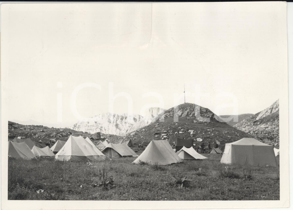 Fotografia d epoca originale 1955 PUNTA MARGUAREIS  Tragedia abisso GachÃ¨  Accampamento speleologi Foto 1