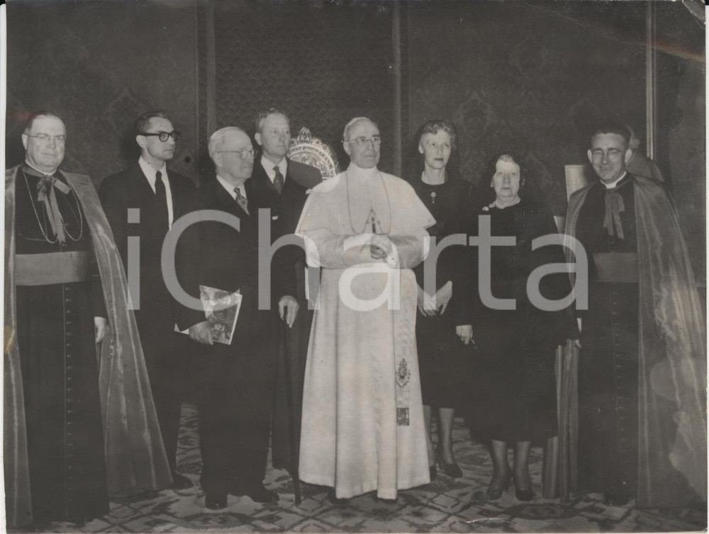 Fotografia d epoca originale 1956 CITTA  DEL VATICANO Pio XII riceve in udienza Harry TRUMAN Foto 18x13 cm 1