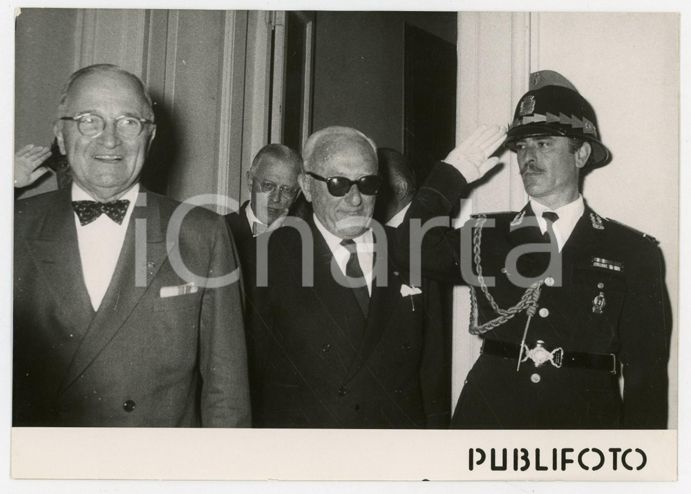 1956 NAPOLI Achille LAURO riceve il presidente Harry TRUMAN *Foto 18x13 cm