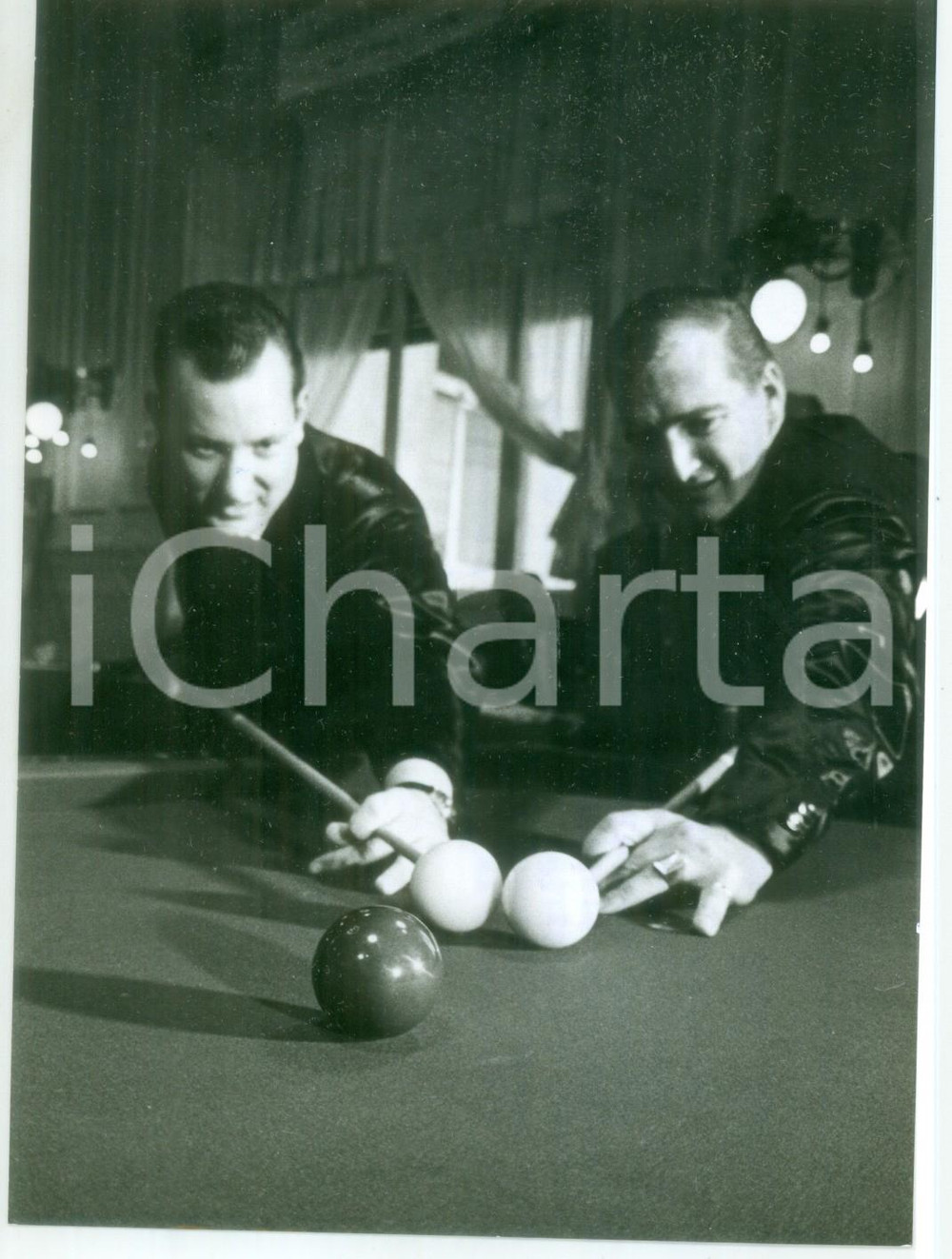 Fotografia d epoca originale 1964 MONTECATINI TERME Johann SCHERZ e Raymond CEULEMANS campionato di carambola 1