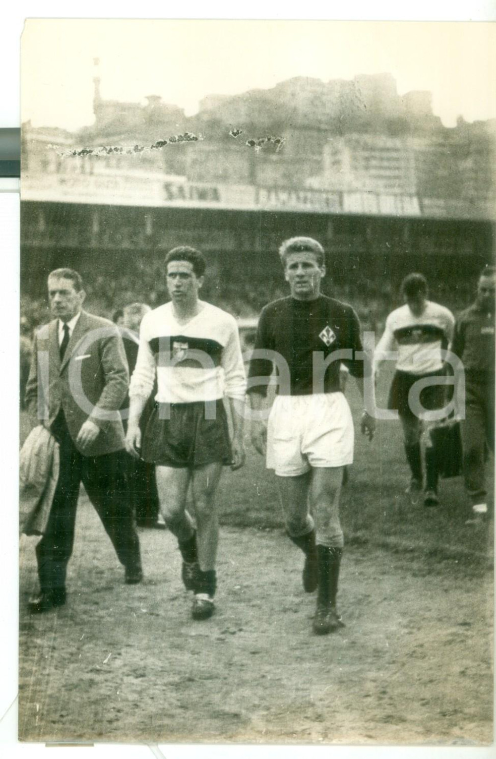 Fotografia d epoca originale 1959 GENOVA Calcio  GenoaFiorentina 00 Mario PANTALEONI e Sergio CASTELLETTI 1