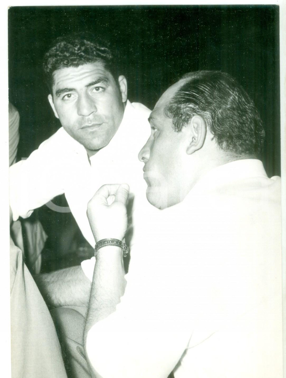 Fotografia d epoca originale 1957 ca BOLOGNA PUGILATO  Franco CAVICCHI con l organizzatore Renato TORRI 1