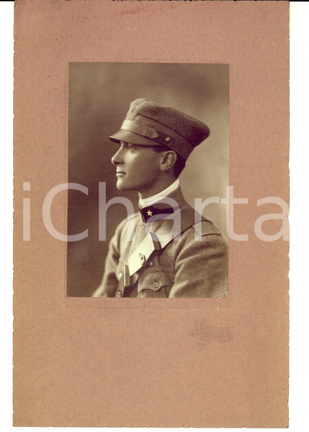 Fotografia d epoca originale 1910 ca MILANO REGIO ESERCITO Ritratto di ufficiale del GENIO Foto GANZINI 1