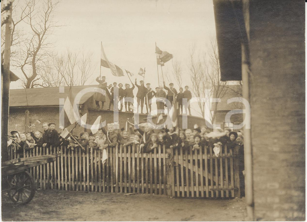 Fotografia d epoca originale 1920 Abstimmung in Nordschleswig Deutsche kinder aus eines grenzort PHOTO 16x12 1