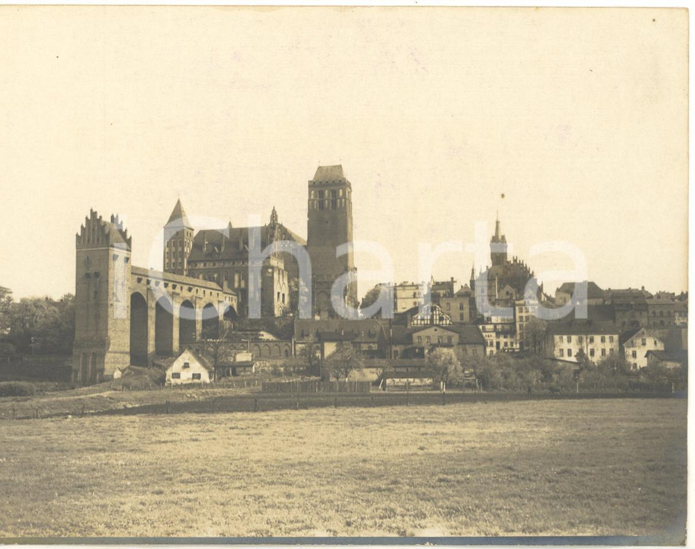 Fotografia d epoca originale 1920 ca KWIDZYN  Blick auf die Kathedrale und das Schloss  PHOTO 16x12 cm 1