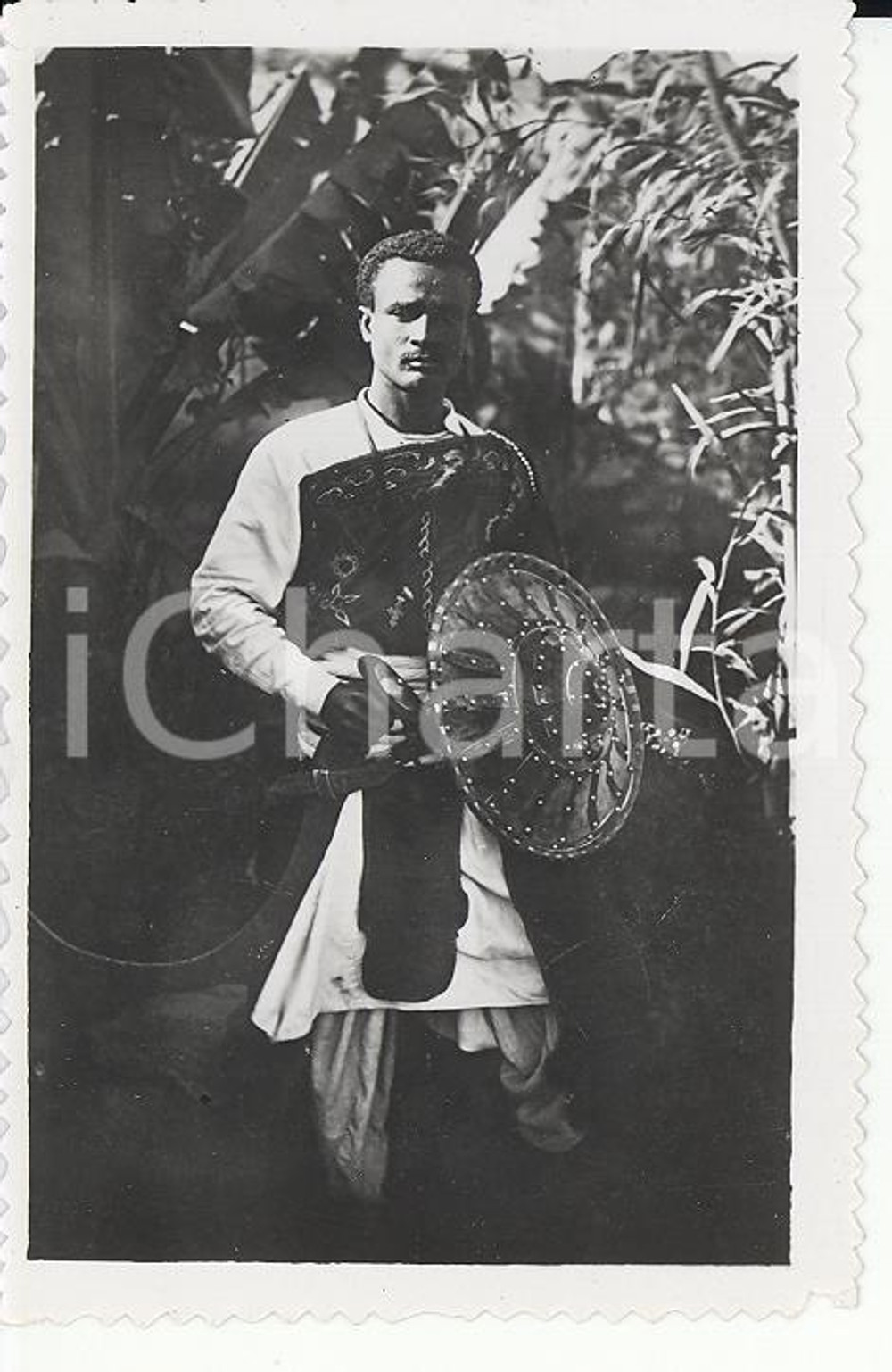 Fotografia d epoca originale 1935ca A.O.I. ETIOPIA Ritratto di etiope VERA PHOTO cm 9X5,8 1