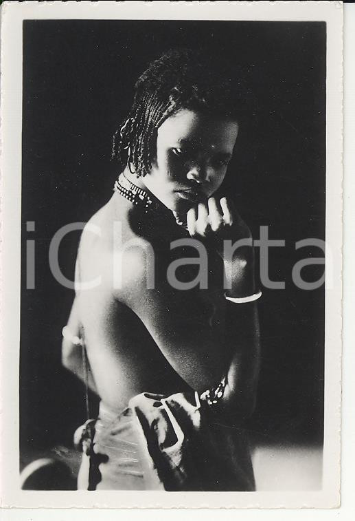 Fotografia d epoca originale 1935 ca A.O.I. ETIOPIA Ritratto di bambino etiope VERA PHOTO cm 9X5,8 1