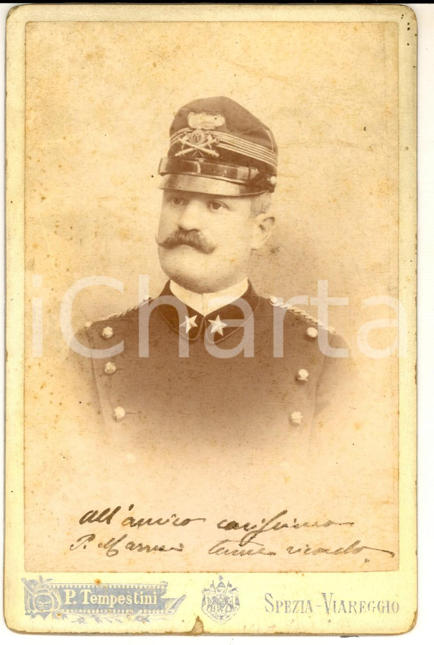 Fotografia d epoca originale 1900 ca LA SPEZIA Ritratto ufficiale P. MAZZERI 8° Reggimento ARTIGLIERIA Foto 1