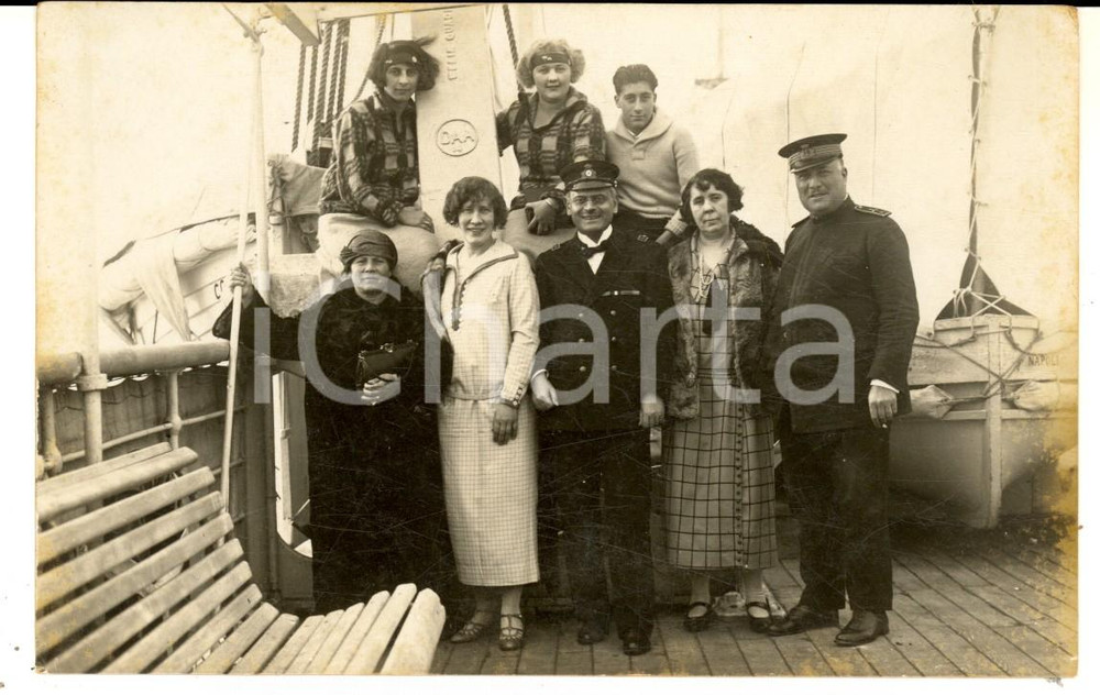 Fotografia d epoca originale 1924 OCEANO ATLANTICO Nave SS COLOMBO  Passeggeri sul ponte Foto cartolina 1