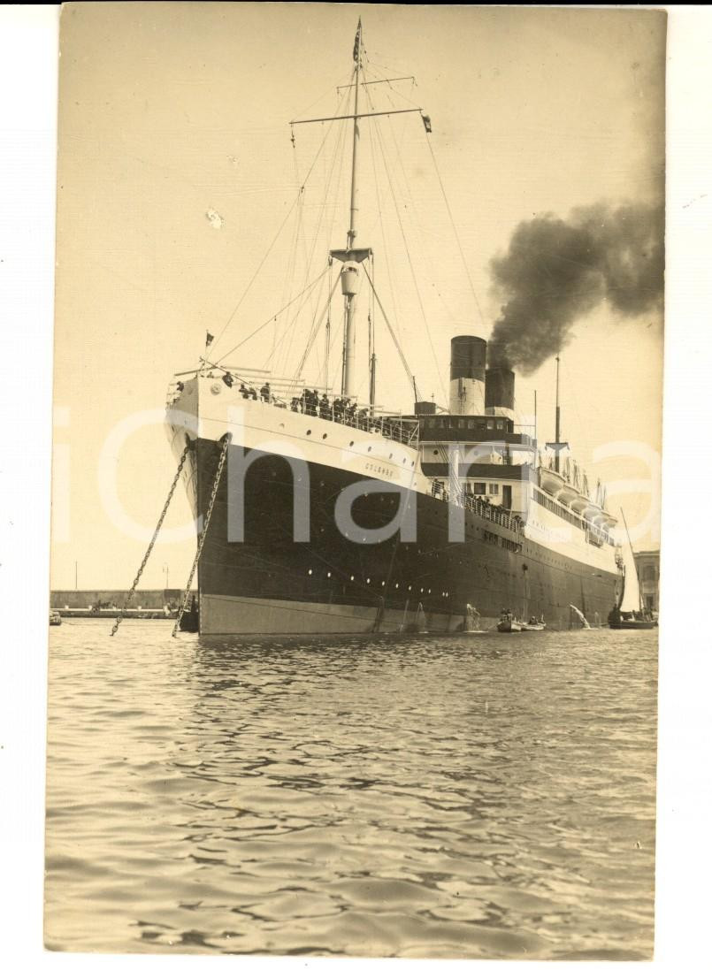 Fotografia d epoca originale Maggio 1925 PALERMO Nave SS COLOMBO in partenza dal porto Foto cartolina 1