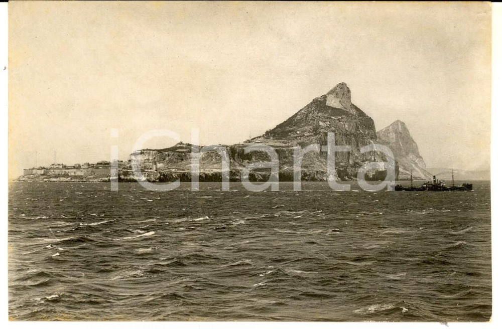 Fotografia d epoca originale 1925 STRETTO DI GIBILTERRA Transatlantico SS COLOMBO in viaggio Foto cartolina 1