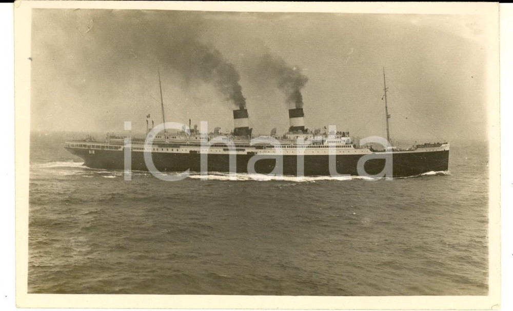 Fotografia d epoca originale 1926 NAVIGAZIONE GENERALE ITALIANA Transatlantico ROMA in mare Foto cartolina 1
