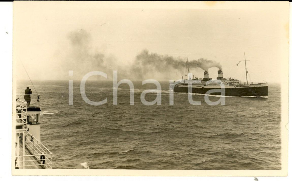 Fotografia d epoca originale 1926 NAVIGAZIONE GENERALE ITALIANA Transatlantico ROMA in viaggio  Foto 1
