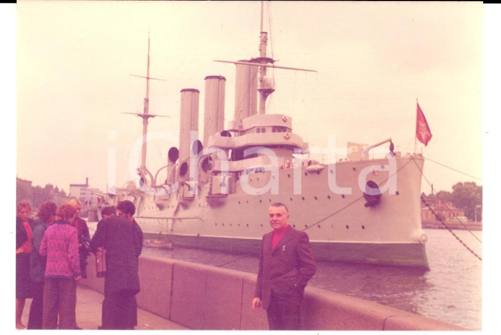 Fotografia d epoca originale 1975 SAN PIETROBURGO L incrociatore AURORA sulla Neva Foto VINTAGE 13x9 cm 1