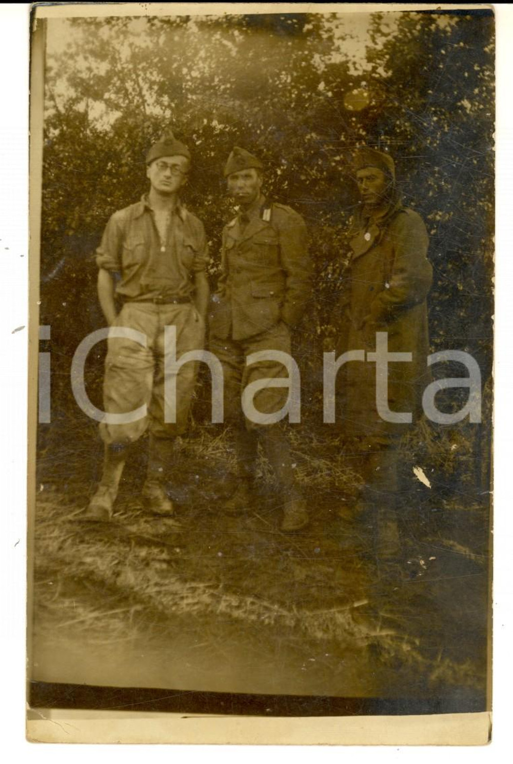 Fotografia d epoca originale 1936 CALITRI AV Grandi manovre dell Impero  Tre ufficiali  Foto cartolina 1