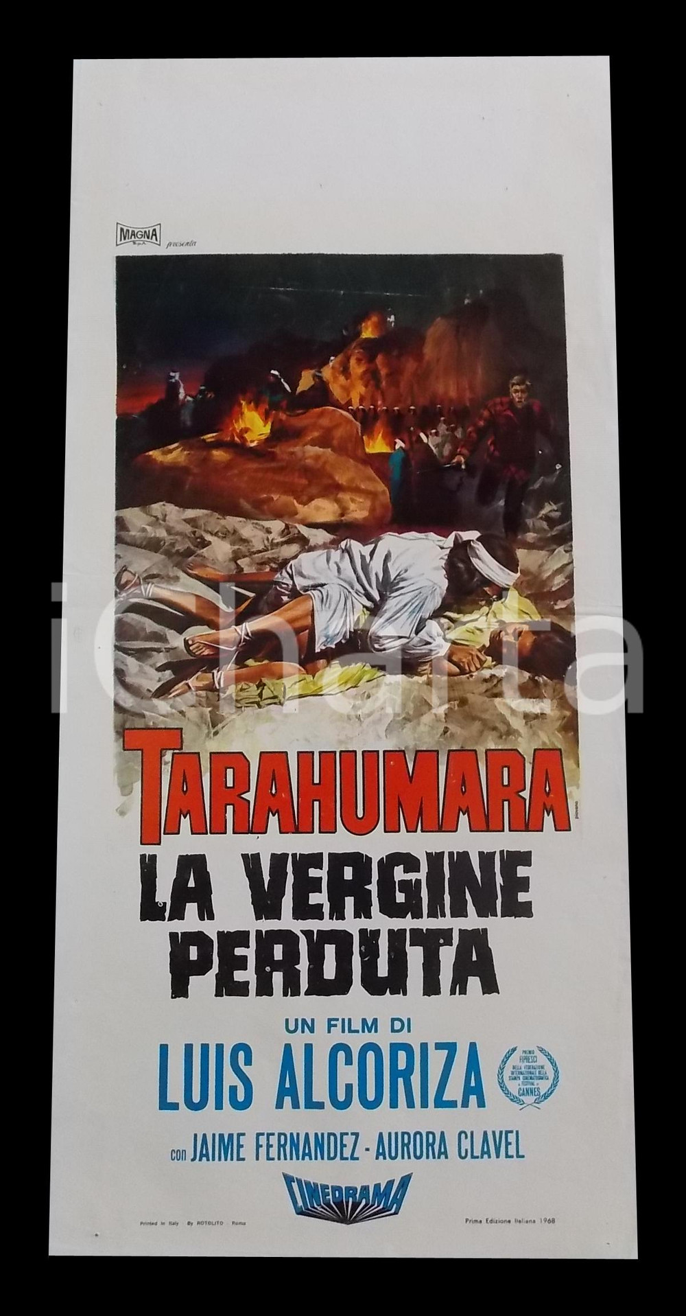 Materiale cinematografico d’epoca 1968 TARAHUMARA La vergine perduta  Luis ALCORIZA Manifesto 32x70 cm 1