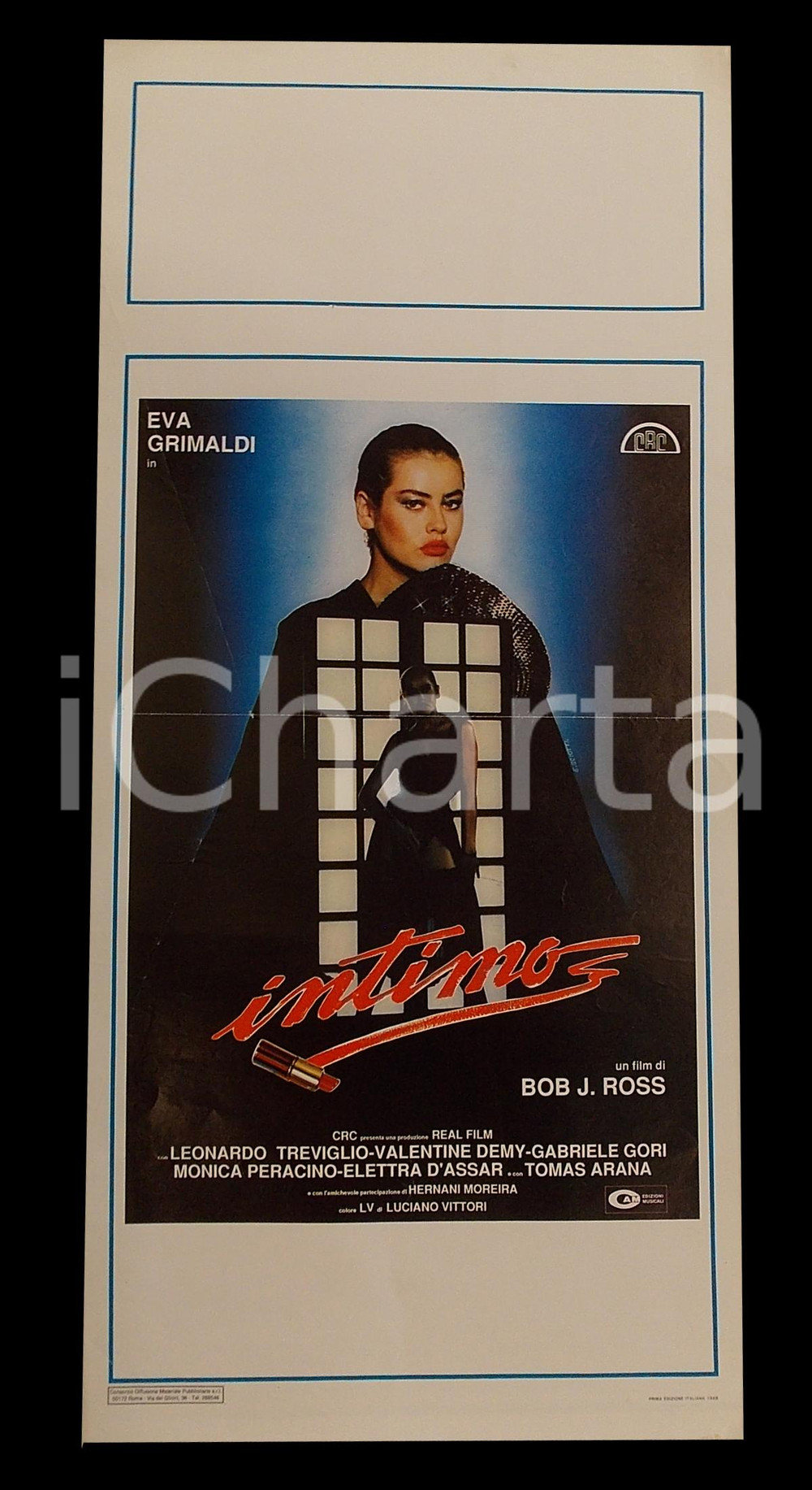 Materiale cinematografico d’epoca 1988 INTIMO Eva GRIMALDI Leonardo TREVIGLIO Beppe CINO Manifesto 32x70 cm 1