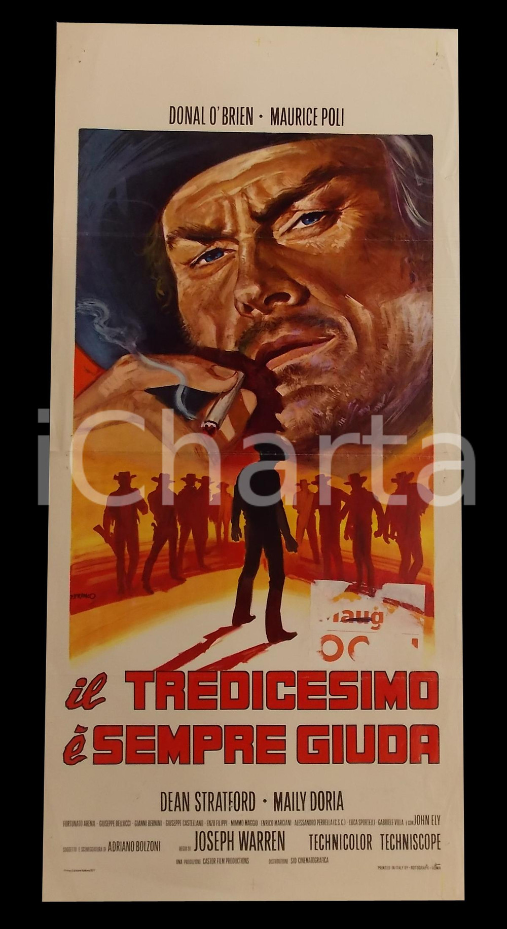 Materiale cinematografico d’epoca 1971 IL TREDICESIMO E  SEMPRE GIUDA Donald O BRIEN Maurice POLI Manifesto 32x70 1